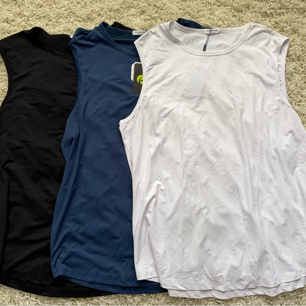 Men's Sleeveless Tank Tops (pack of 3)- Black, Blue, and White